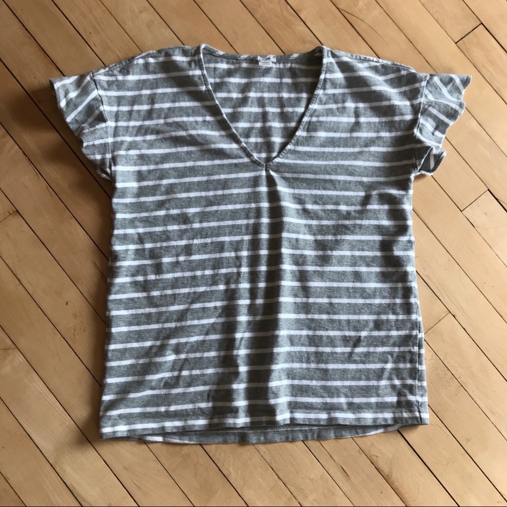J. Crew striped flutter sleeve top